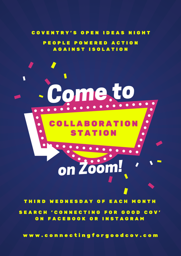 Poster describes how to join Collaboration Station each month online